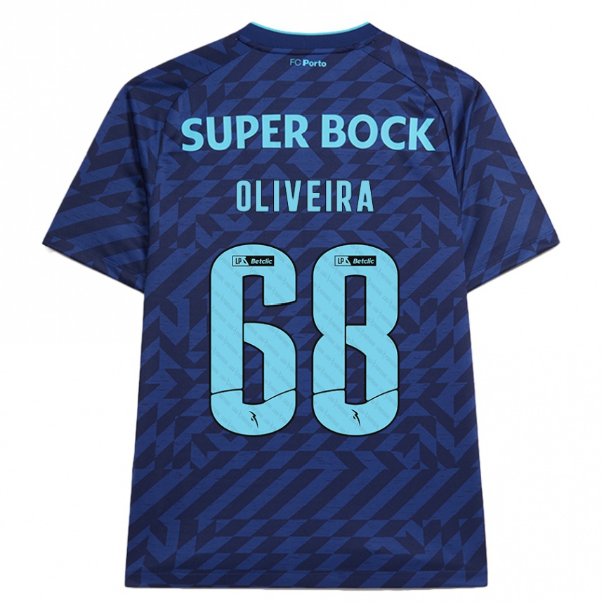 Kids Football André Oliveira #68 Navy Blue Third Jersey 2024/25 T-Shirt Nz