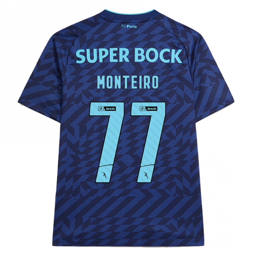 Kids Football Rui Monteiro #77 Navy Blue Third Jersey 2024/25 T-Shirt Nz