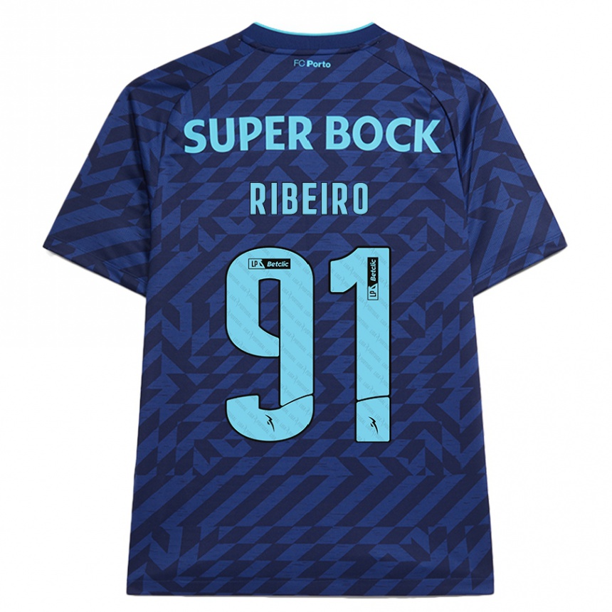 Kids Football Gonçalo Ribeiro #91 Navy Blue Third Jersey 2024/25 T-Shirt Nz