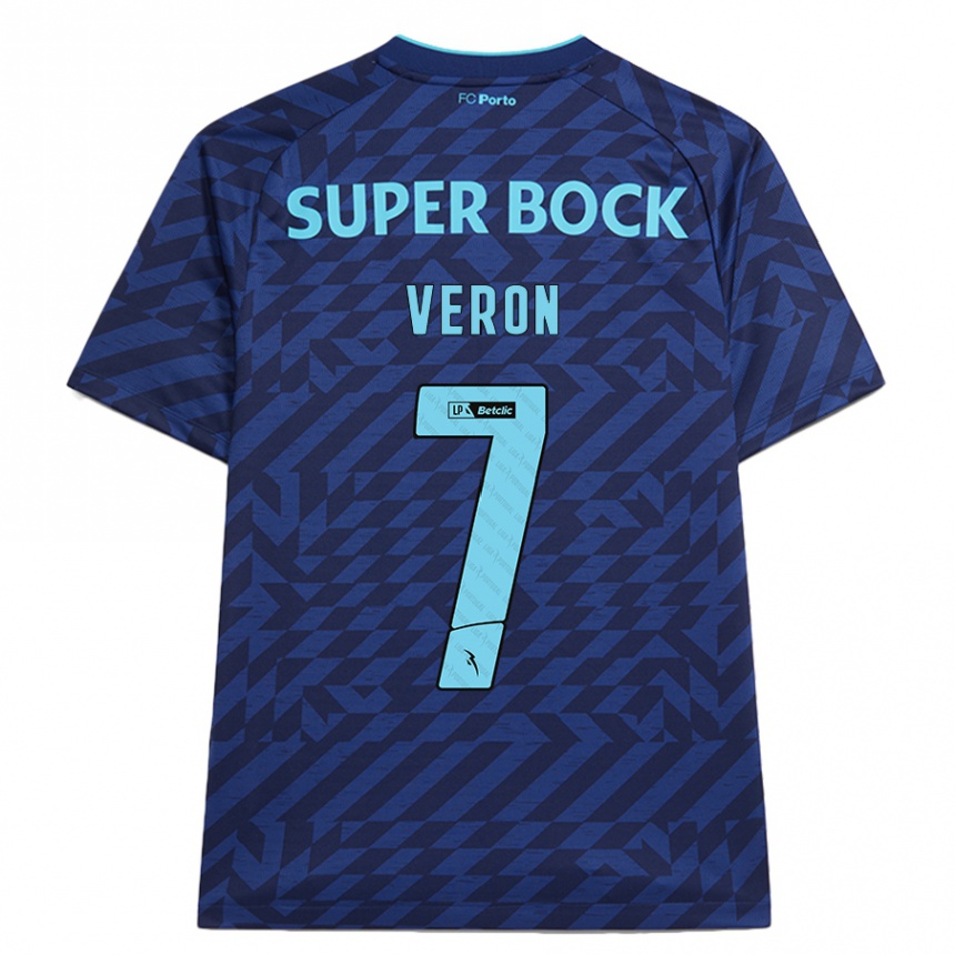 Kids Football Gabriel Veron #7 Navy Blue Third Jersey 2024/25 T-Shirt Nz