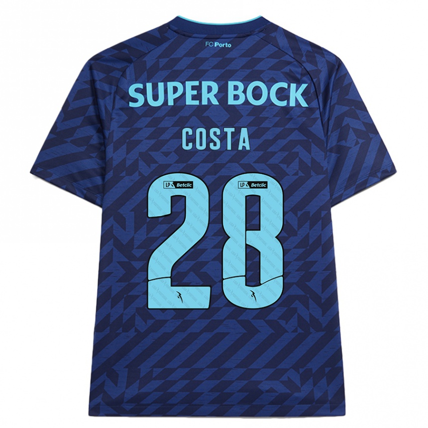 Kids Football Bruno Costa #28 Navy Blue Third Jersey 2024/25 T-Shirt Nz