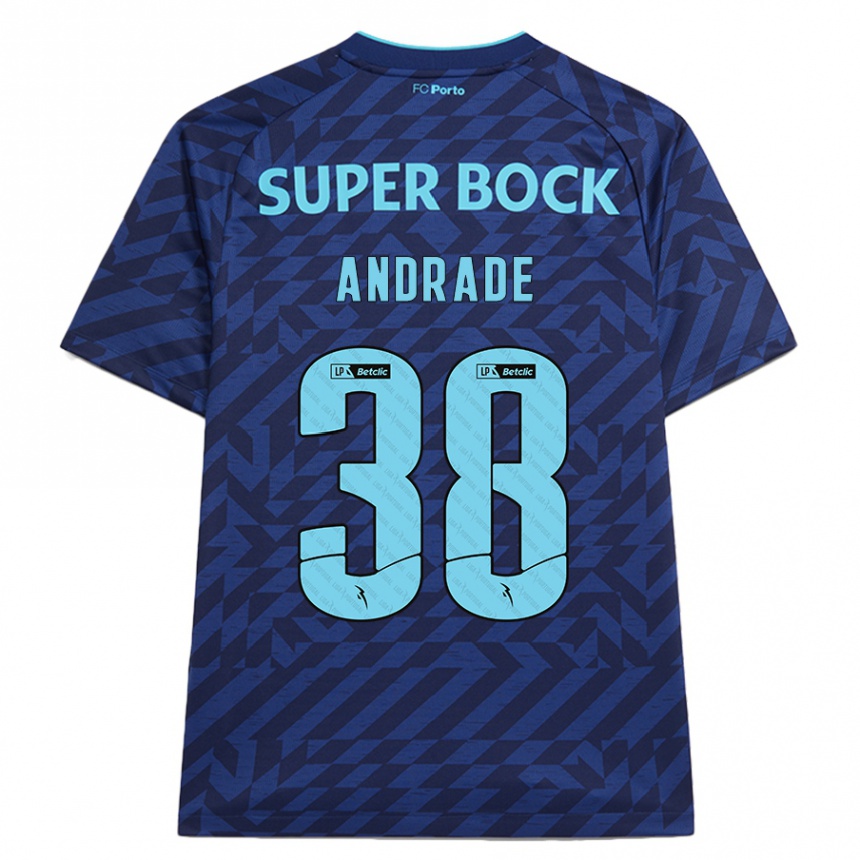 Kids Football Fernando Andrade #38 Navy Blue Third Jersey 2024/25 T-Shirt Nz