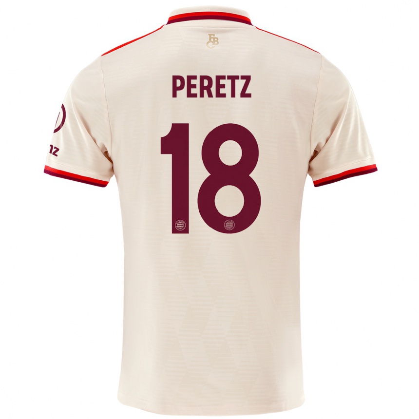 Kids Football Daniel Peretz #18 Linen Third Jersey 2024/25 T-Shirt Nz