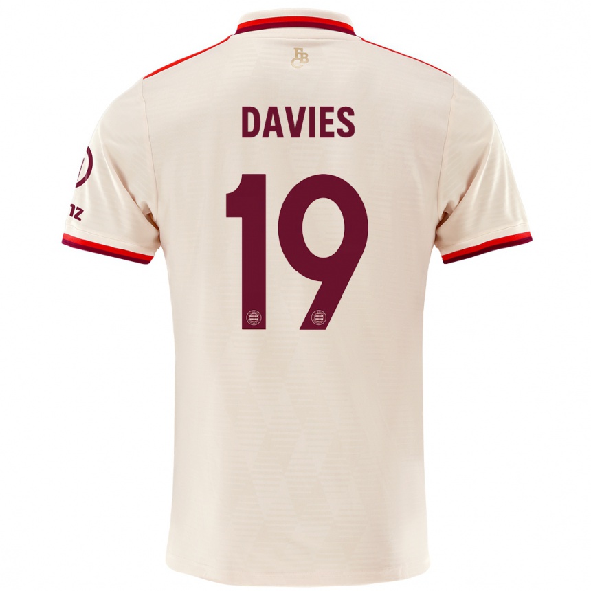 Kids Football Alphonso Davies #19 Linen Third Jersey 2024/25 T-Shirt Nz