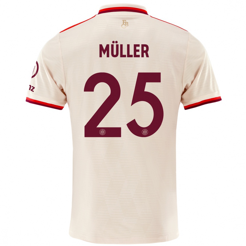 Kids Football Thomas Muller #25 Linen Third Jersey 2024/25 T-Shirt Nz