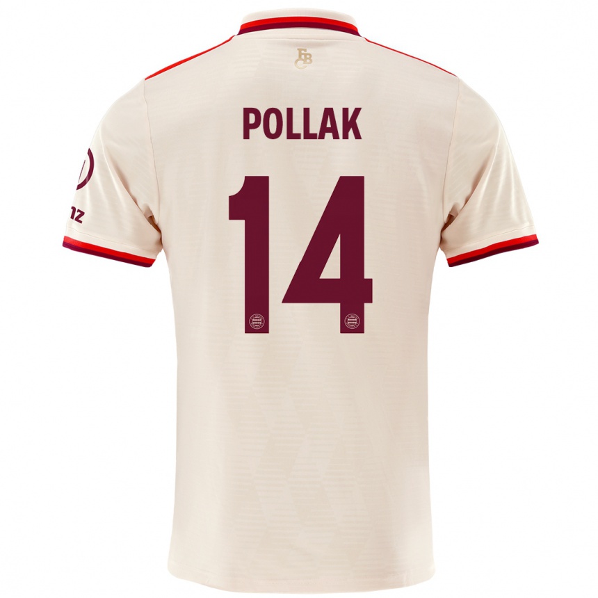 Kids Football Florian Pollak #14 Linen Third Jersey 2024/25 T-Shirt Nz