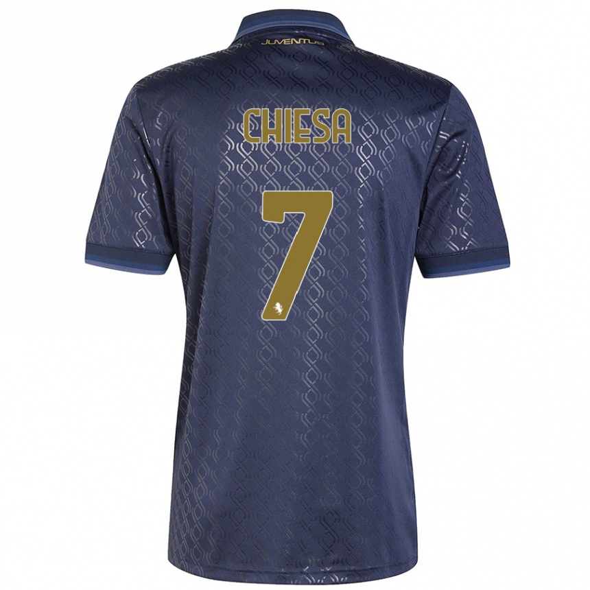 Kids Football Federico Chiesa #7 Navy Blue Third Jersey 2024/25 T-Shirt Nz