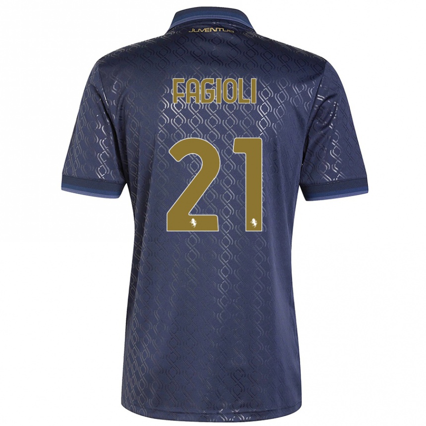 Kids Football Nicolo Fagioli #21 Navy Blue Third Jersey 2024/25 T-Shirt Nz