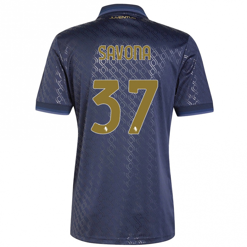 Kids Football Nicolo Savona #37 Navy Blue Third Jersey 2024/25 T-Shirt Nz