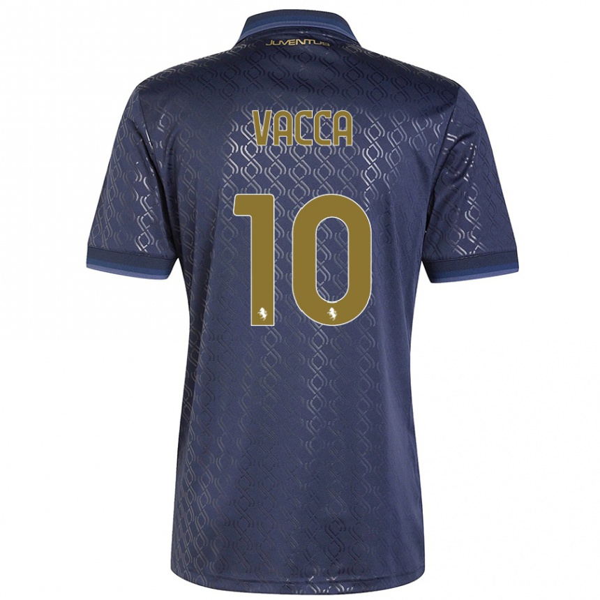 Kids Football Alessio Vacca #10 Navy Blue Third Jersey 2024/25 T-Shirt Nz