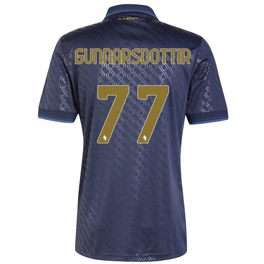 Kids Football Sara Bjork Gunnarsdottir #77 Navy Blue Third Jersey 2024/25 T-Shirt Nz