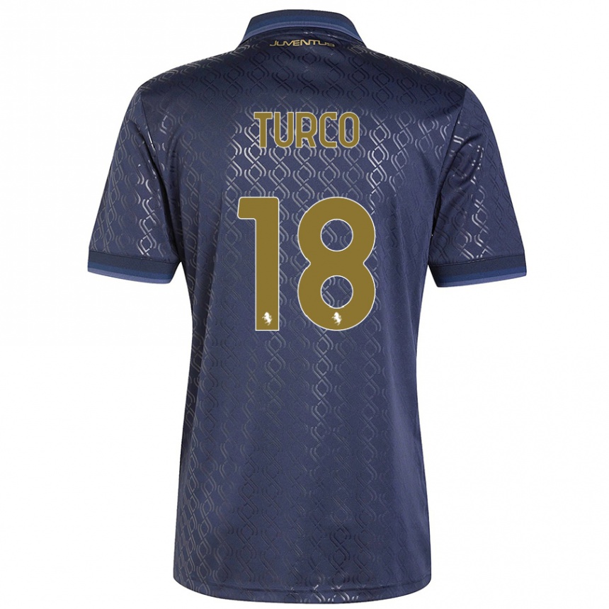 Kids Football Nicolo Turco #18 Navy Blue Third Jersey 2024/25 T-Shirt Nz