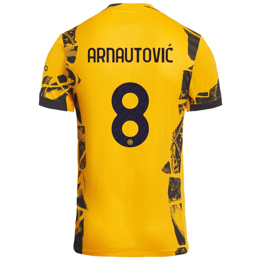 Kids Football Marko Arnautovic #8 Gold Black Third Jersey 2024/25 T-Shirt Nz