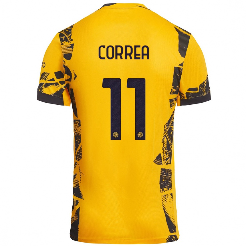 Kids Football Joaquín Correa #11 Gold Black Third Jersey 2024/25 T-Shirt Nz