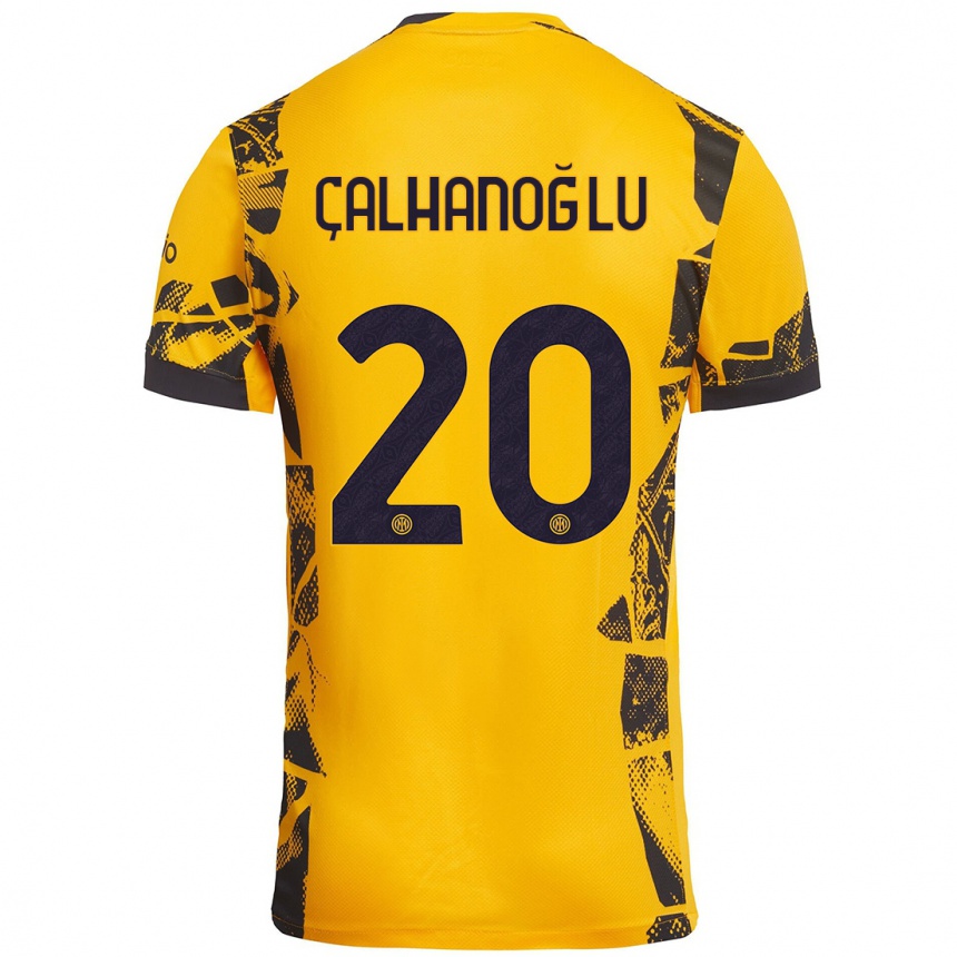 Kids Football Hakan Çalhanoğlu #20 Gold Black Third Jersey 2024/25 T-Shirt Nz