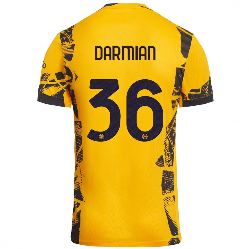 Kids Football Matteo Darmian #36 Gold Black Third Jersey 2024/25 T-Shirt Nz