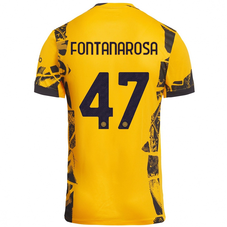 Kids Football Alessandro Fontanarosa #47 Gold Black Third Jersey 2024/25 T-Shirt Nz