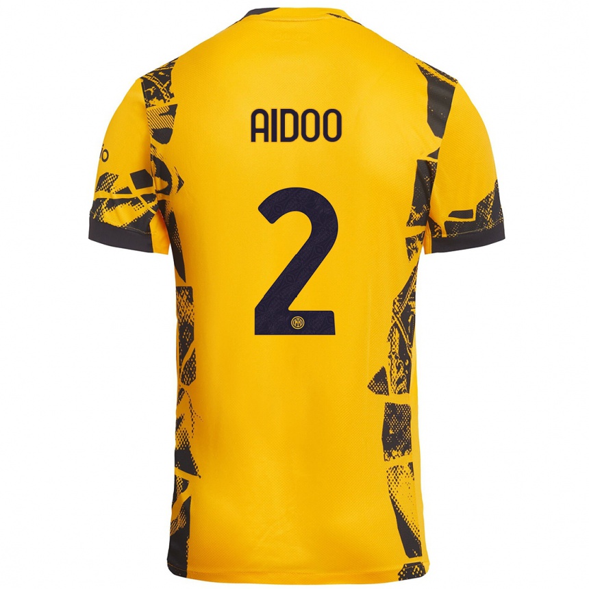 Kids Football Mike Aidoo #2 Gold Black Third Jersey 2024/25 T-Shirt Nz