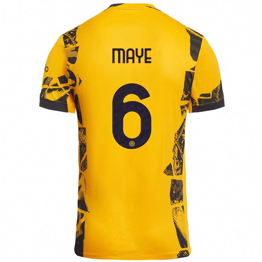 Kids Football Yvan Maye #6 Gold Black Third Jersey 2024/25 T-Shirt Nz