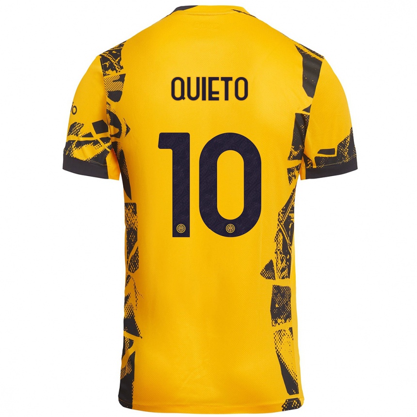 Kids Football Daniele Quieto #10 Gold Black Third Jersey 2024/25 T-Shirt Nz