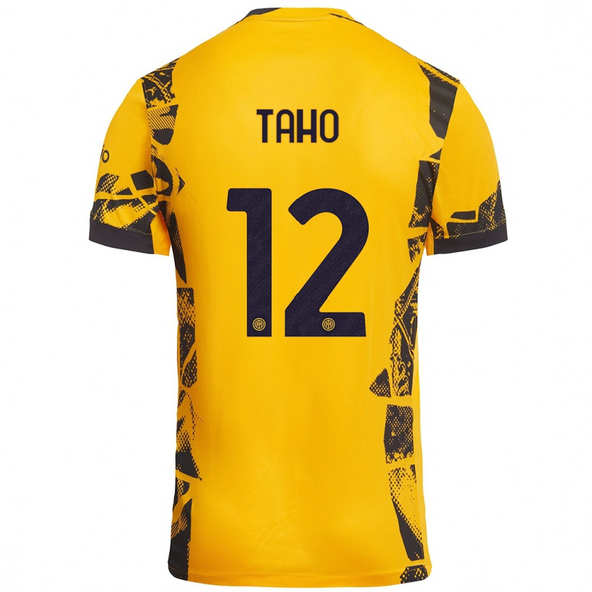 Kids Football Alain Taho #12 Gold Black Third Jersey 2024/25 T-Shirt Nz