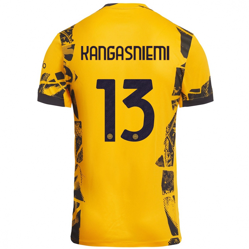 Kids Football Ilari Kangasniemi #13 Gold Black Third Jersey 2024/25 T-Shirt Nz