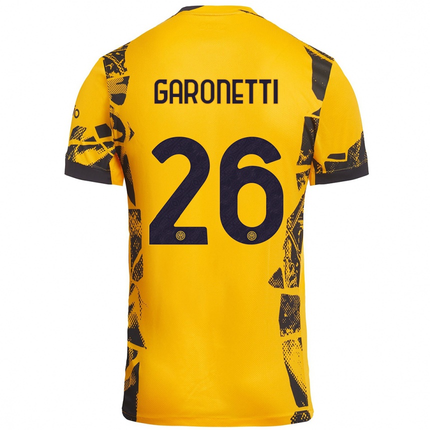 Kids Football Gabriele Garonetti #26 Gold Black Third Jersey 2024/25 T-Shirt Nz