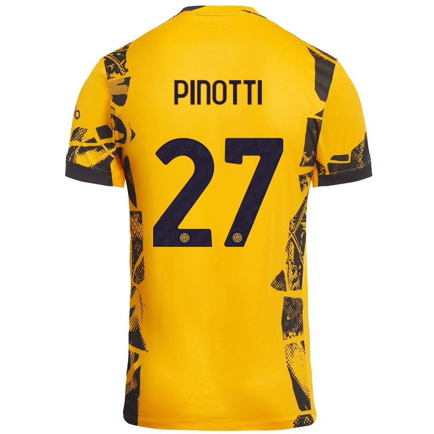 Kids Football Manuel Pinotti #27 Gold Black Third Jersey 2024/25 T-Shirt Nz