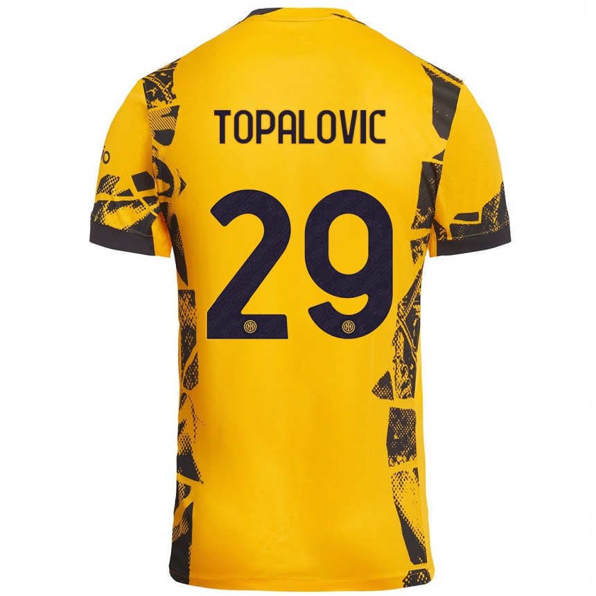 Kids Football Luka Topalovic #29 Gold Black Third Jersey 2024/25 T-Shirt Nz