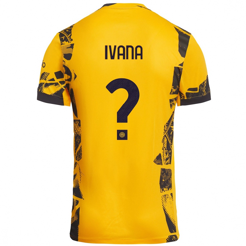 Kids Football Ivana Andrés #0 Gold Black Third Jersey 2024/25 T-Shirt Nz