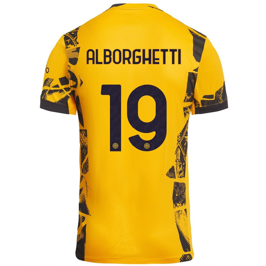 Kids Football Lisa Alborghetti #19 Gold Black Third Jersey 2024/25 T-Shirt Nz