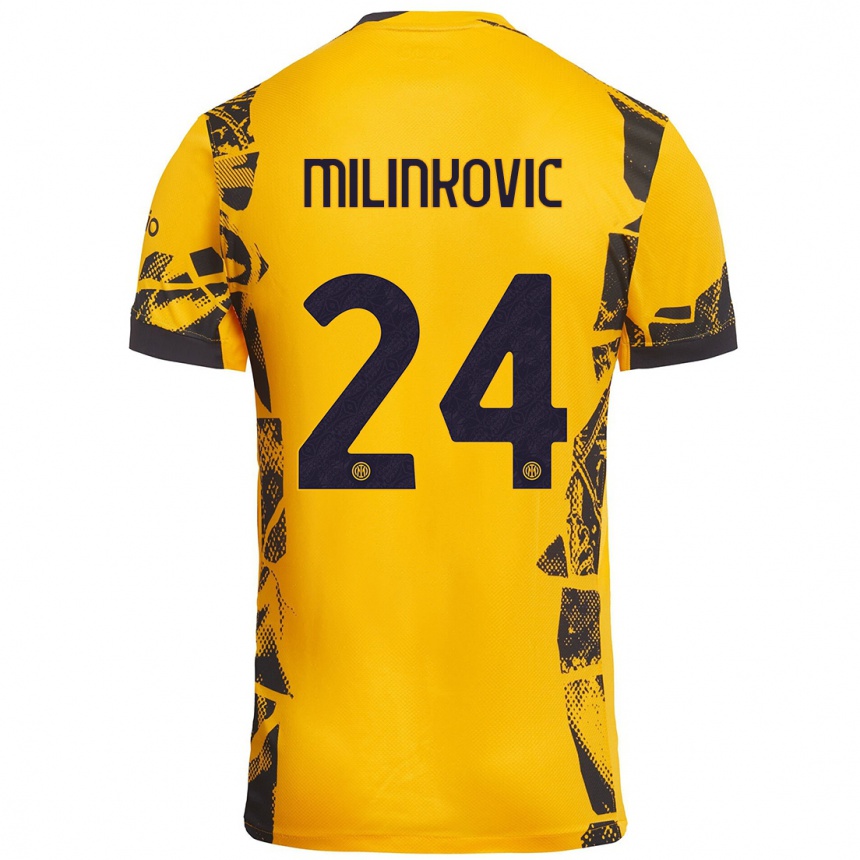 Kids Football Marija Milinković #24 Gold Black Third Jersey 2024/25 T-Shirt Nz