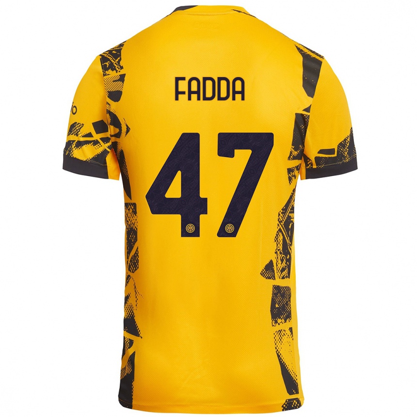 Kids Football Paola Fadda #47 Gold Black Third Jersey 2024/25 T-Shirt Nz