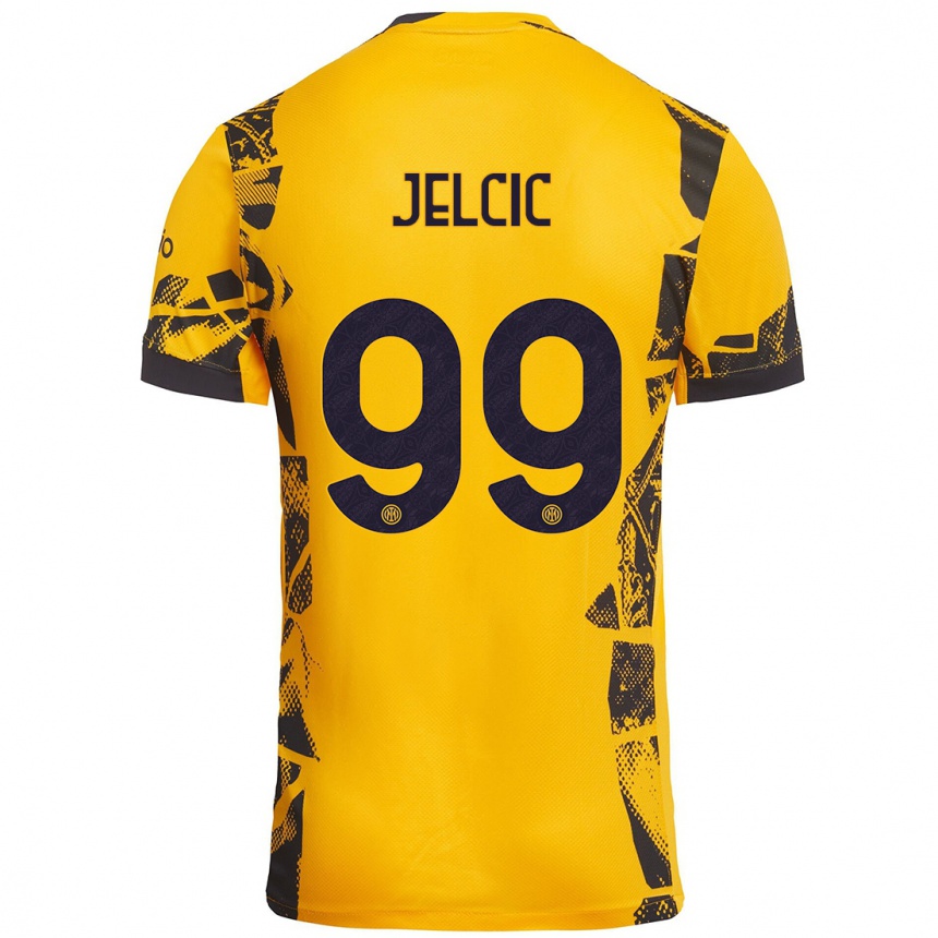 Kids Football Maja Jelčić #99 Gold Black Third Jersey 2024/25 T-Shirt Nz