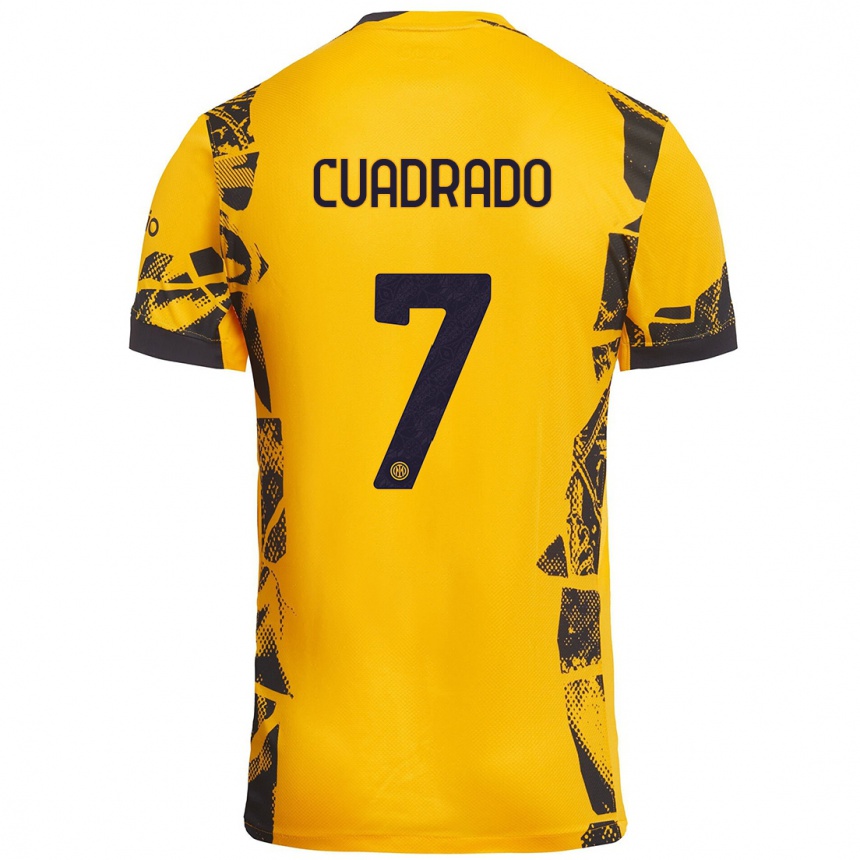 Kids Football Juan Cuadrado #7 Gold Black Third Jersey 2024/25 T-Shirt Nz