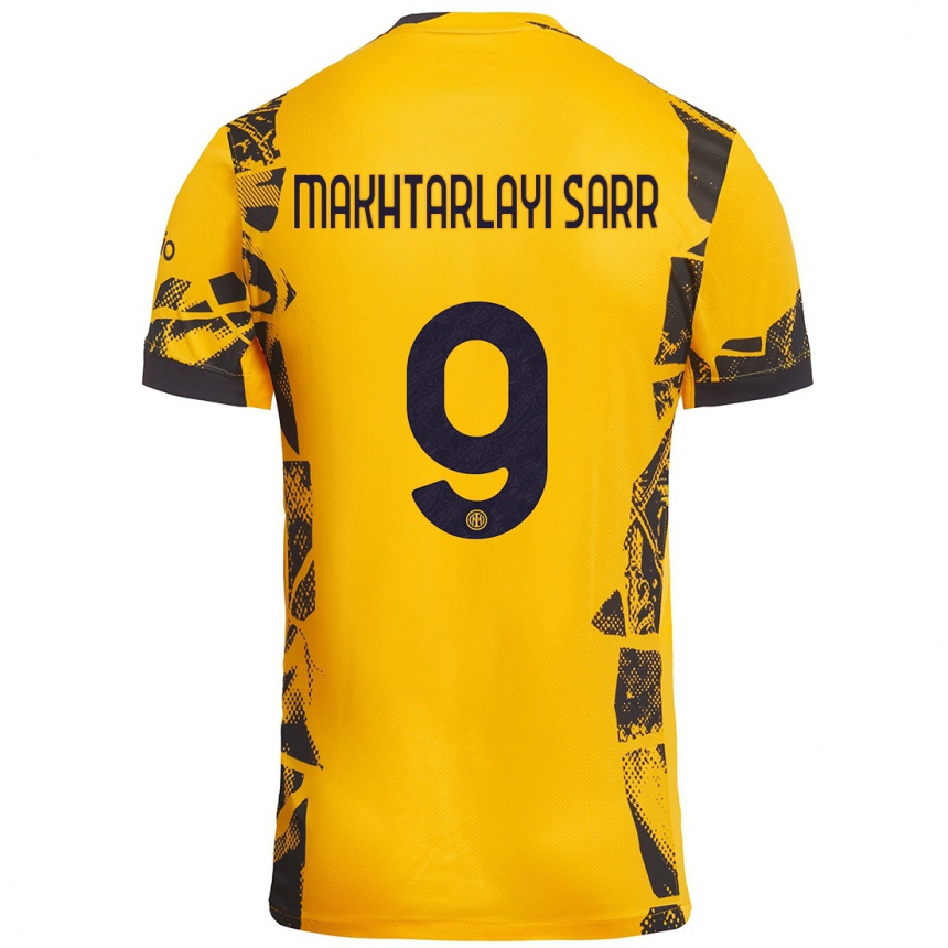 Kids Football Amadou Makhtarlayi Sarr #9 Gold Black Third Jersey 2024/25 T-Shirt Nz