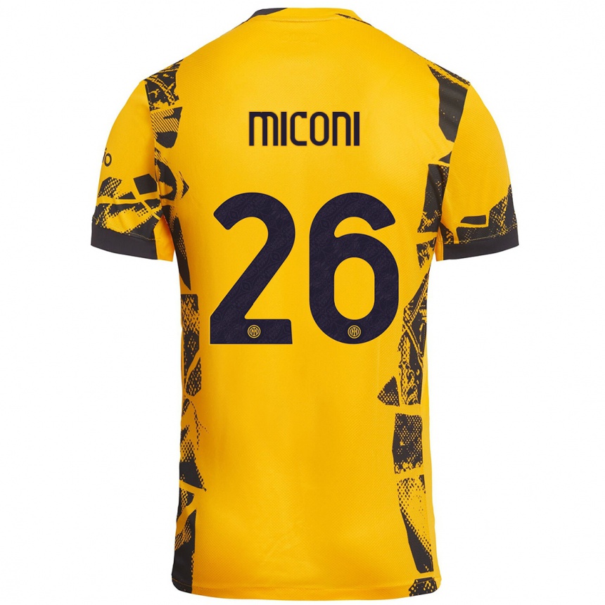 Kids Football Riccardo Miconi #26 Gold Black Third Jersey 2024/25 T-Shirt Nz