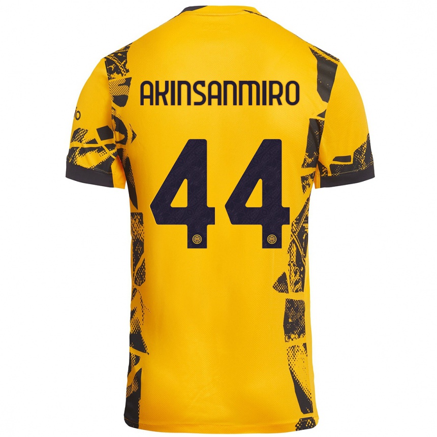 Kids Football Ebenezer Akinsanmiro #44 Gold Black Third Jersey 2024/25 T-Shirt Nz