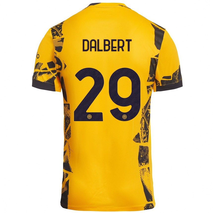 Kids Football Dalbert #29 Gold Black Third Jersey 2024/25 T-Shirt Nz