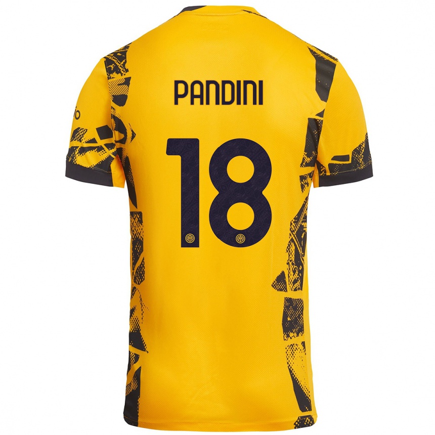 Kids Football Marta Pandini #18 Gold Black Third Jersey 2024/25 T-Shirt Nz