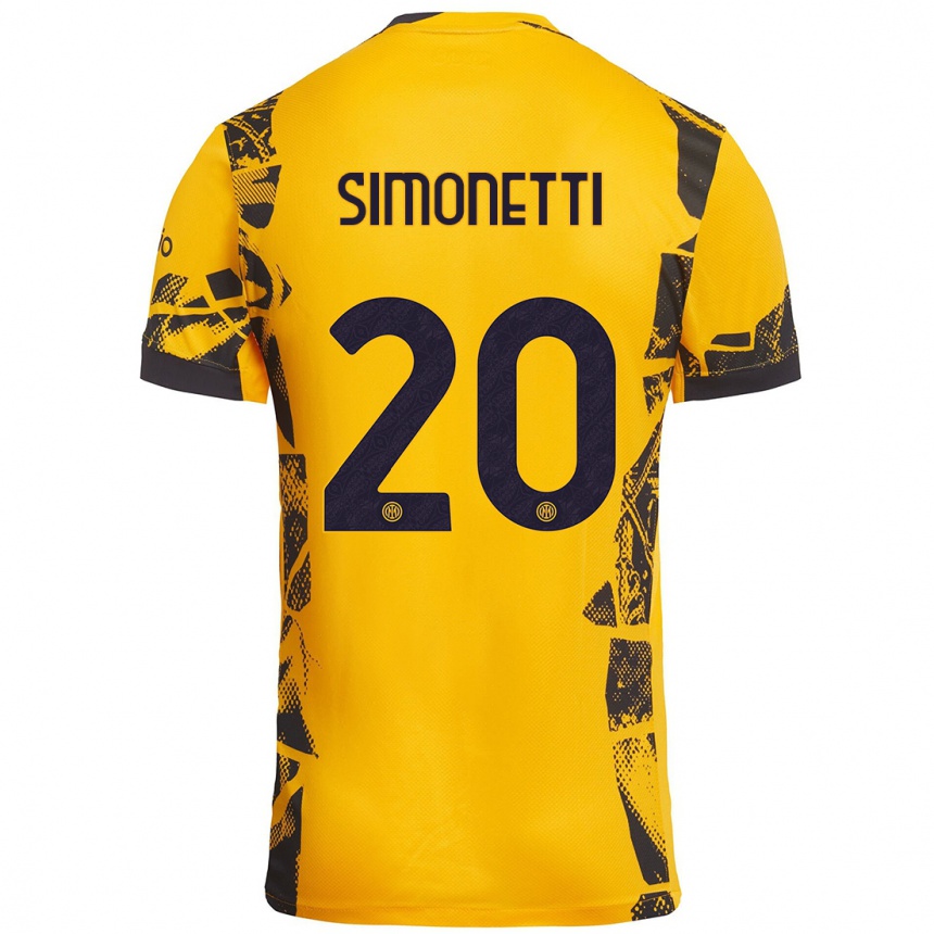 Kids Football Flaminia Simonetti #20 Gold Black Third Jersey 2024/25 T-Shirt Nz