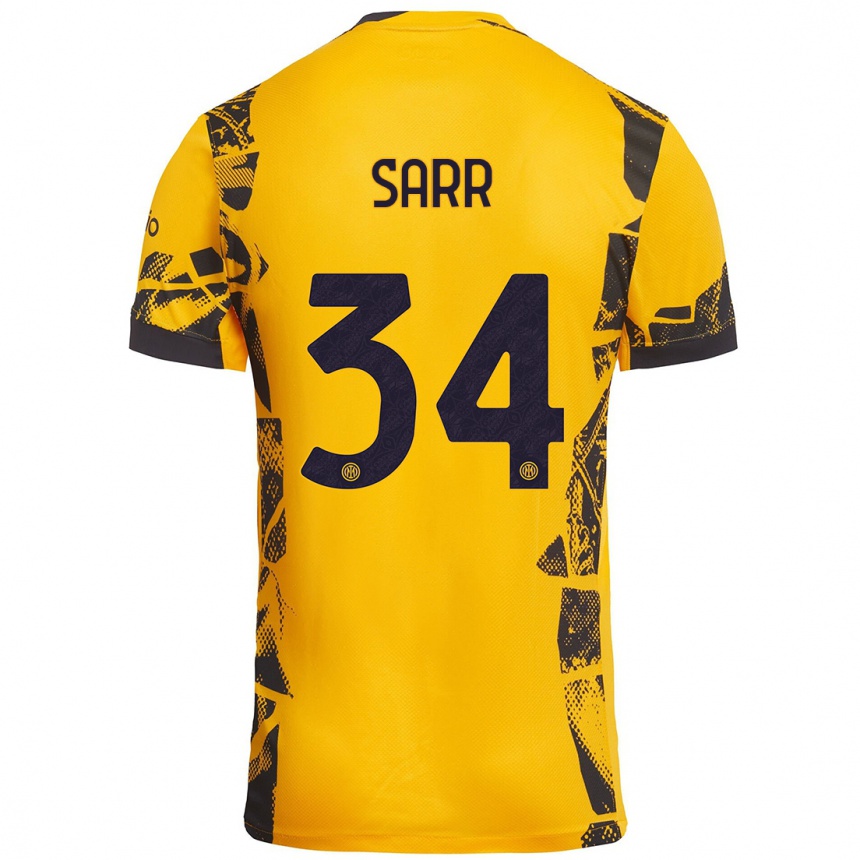 Kids Football Amadou Sarr #34 Gold Black Third Jersey 2024/25 T-Shirt Nz