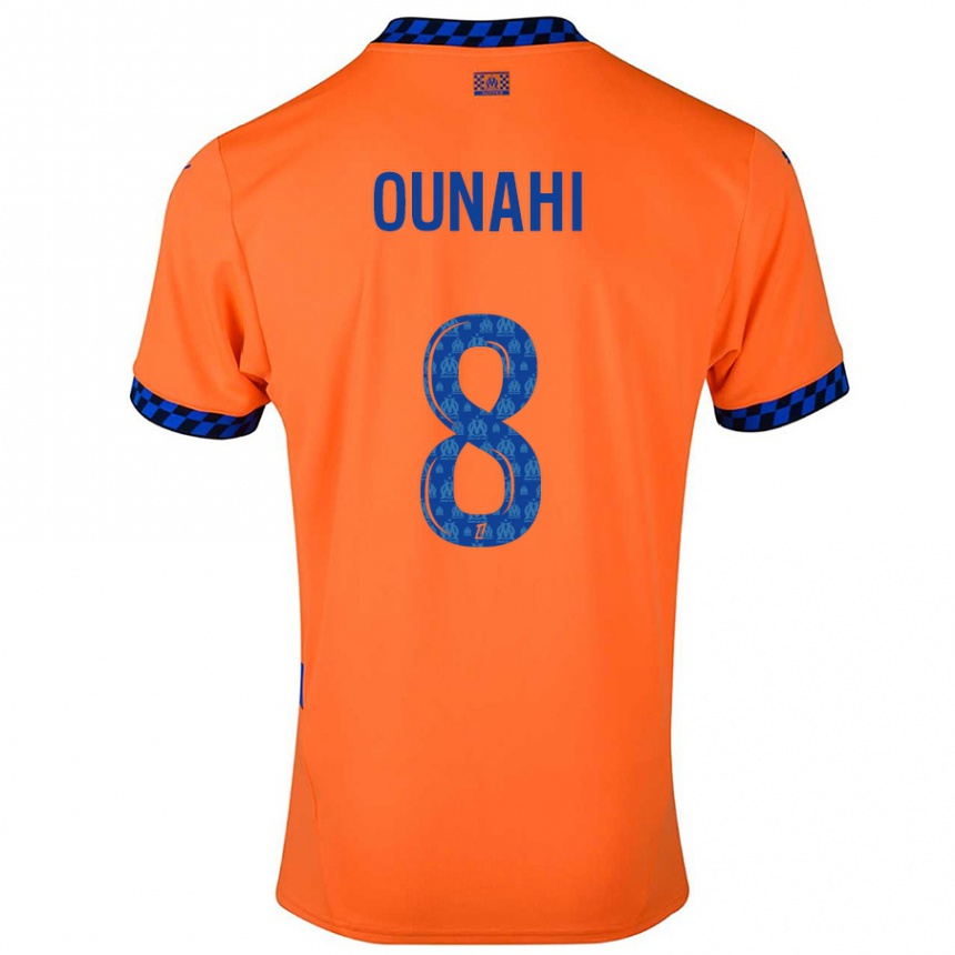 Kids Football Azzedine Ounahi #8 Orange Dark Blue Third Jersey 2024/25 T-Shirt Nz