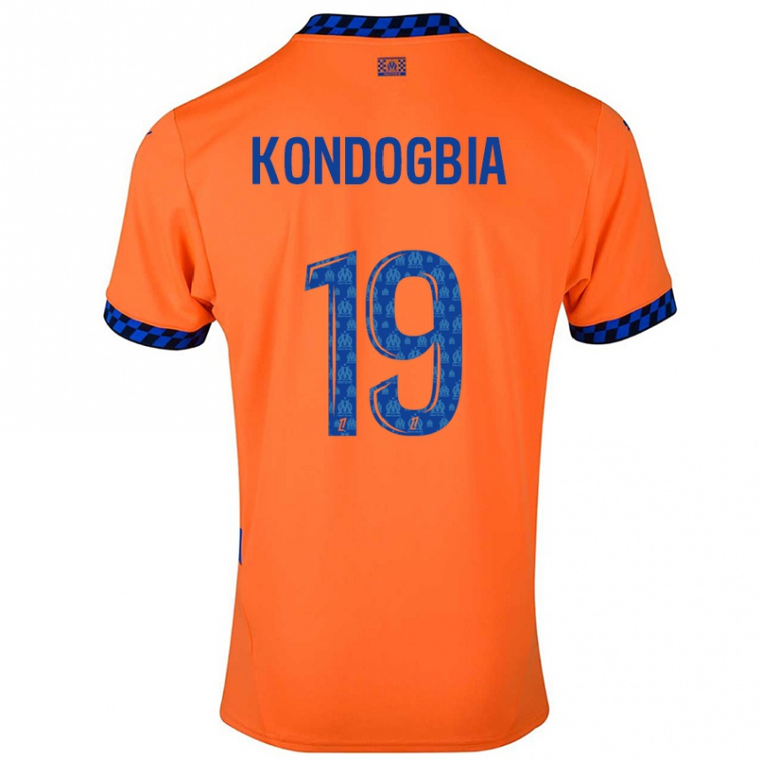 Kids Football Geoffrey Kondogbia #19 Orange Dark Blue Third Jersey 2024/25 T-Shirt Nz