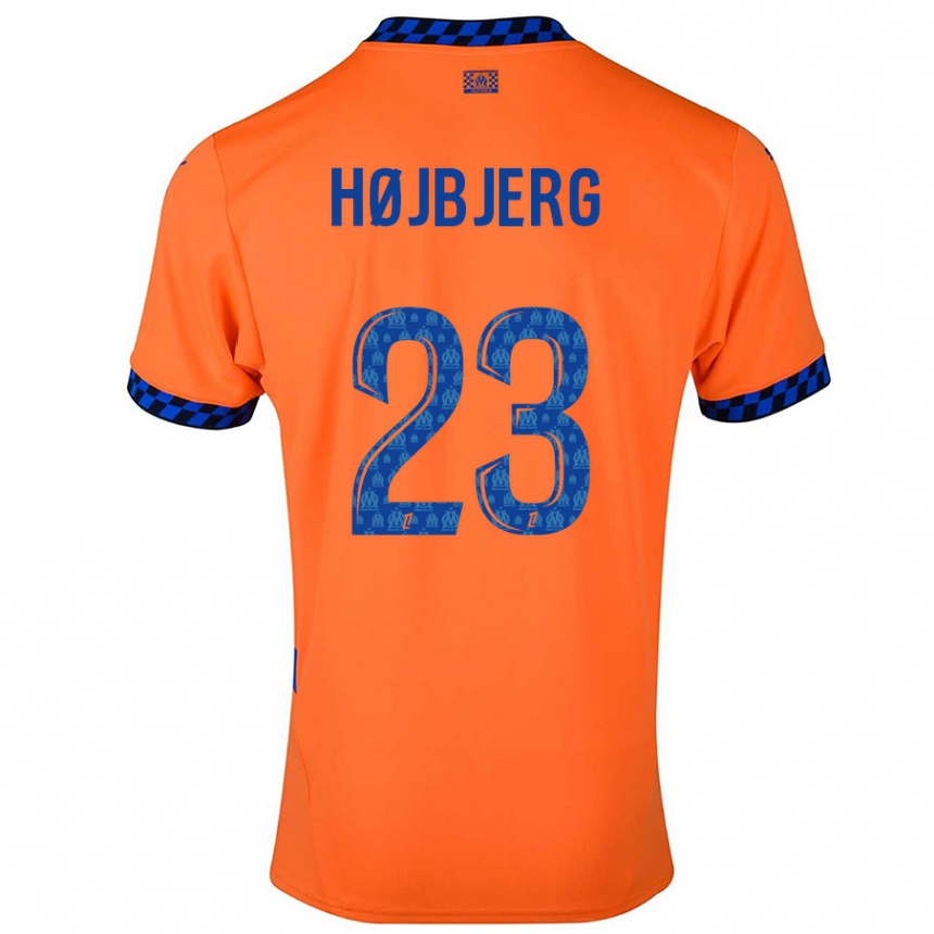 Kids Football Pierre Emile Hojbjerg #23 Orange Dark Blue Third Jersey 2024/25 T-Shirt Nz