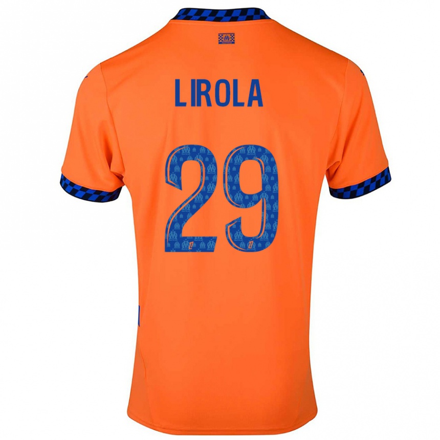 Kids Football Pol Lirola #29 Orange Dark Blue Third Jersey 2024/25 T-Shirt Nz