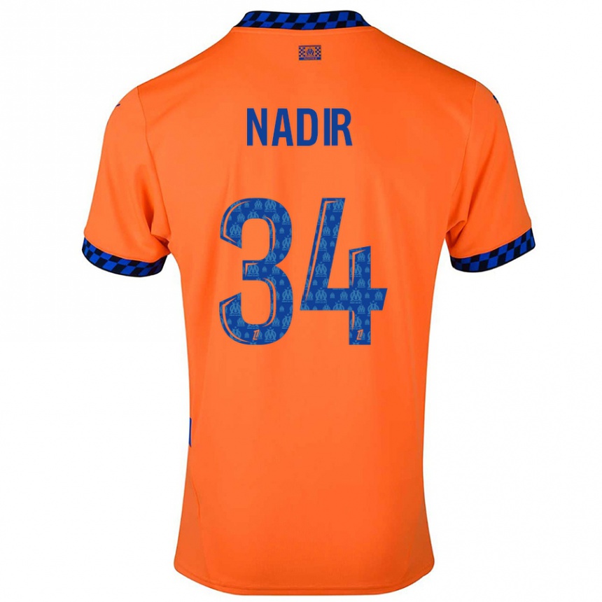 Kids Football Bilal Nadir #34 Orange Dark Blue Third Jersey 2024/25 T-Shirt Nz