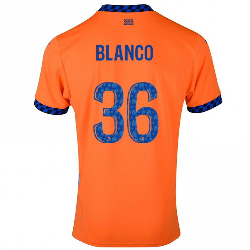 Kids Football Ruben Blanco #36 Orange Dark Blue Third Jersey 2024/25 T-Shirt Nz