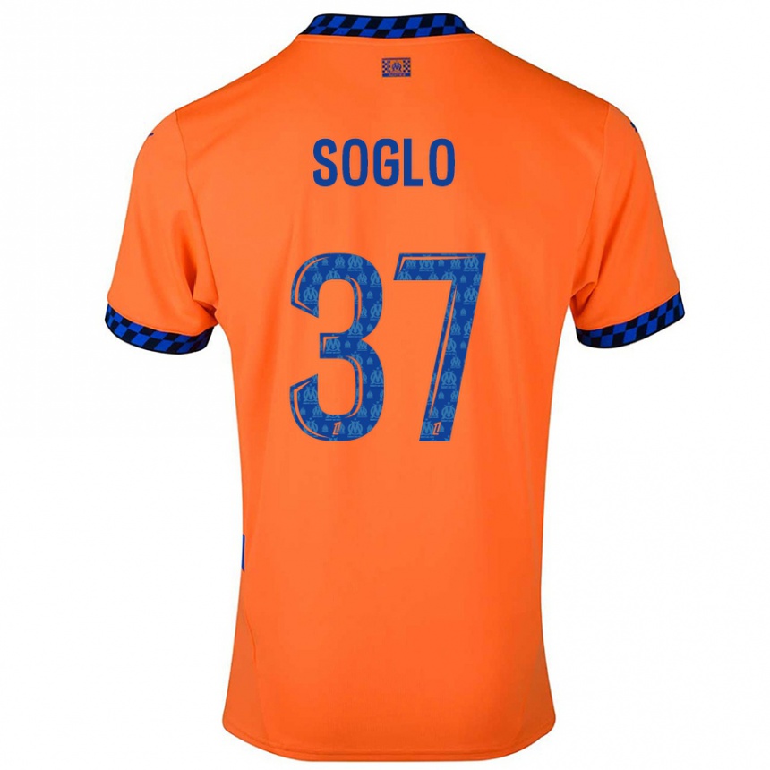 Kids Football Emran Soglo #37 Orange Dark Blue Third Jersey 2024/25 T-Shirt Nz