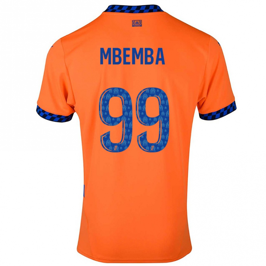 Kids Football Chancel Mbemba #99 Orange Dark Blue Third Jersey 2024/25 T-Shirt Nz